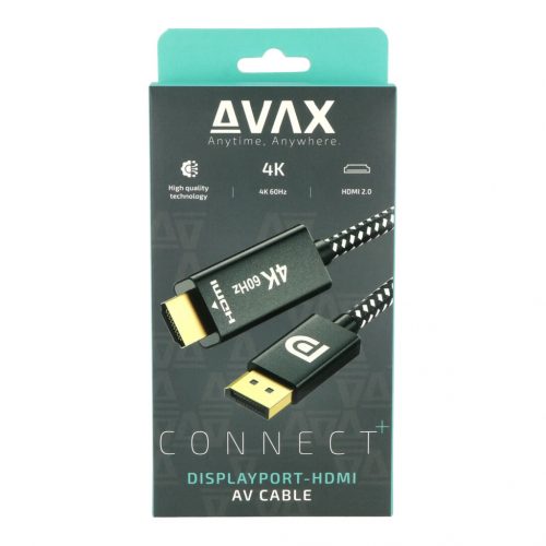 AVAX AV601 CONNECT+ DisplayPort - HDMI 2.0 AV kábel 4K/60Hz , 2 méter