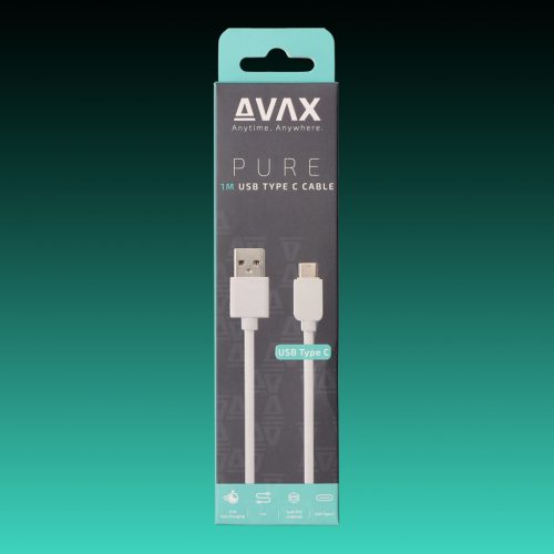 AVAX CB103W PURE USB A - USB-C kábel 2.1A, 1m fehér