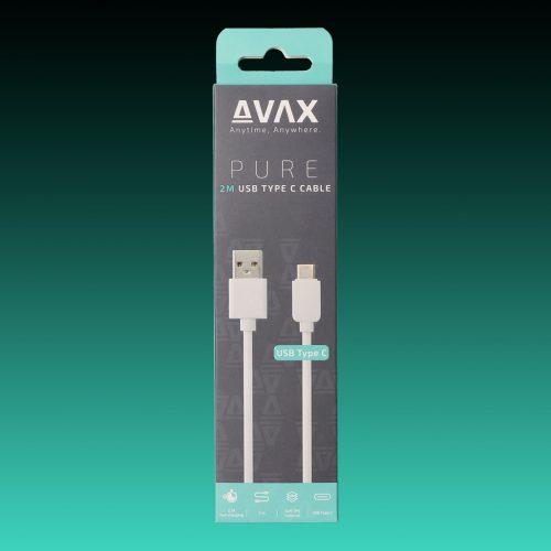 AVAX CB123W PURE USB A - USB-C kábel 2.1A, 2m fehér