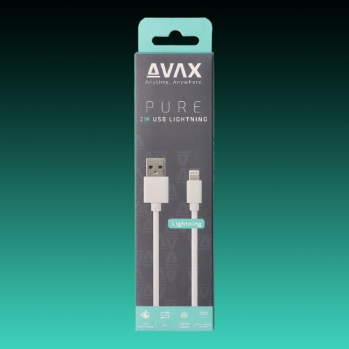 AVAX CB124W PURE USB A - Lightning kábel 2.1A, 2m  fehér