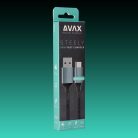 AVAX CB301G STEELY USB A - USB-C gyorstöltő kábel, sodorszálas 3A, 1.5m acélszürke