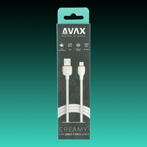 AVAX CB620 CREAMY+ USB A - USB-C gyorstöltő kábel  2.4A, 1.5m fehér-roséarany