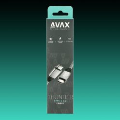   AVAX CB901 THUNDER 3.2 USB-C kábel 100W/10Gbps 1m, viharszürke