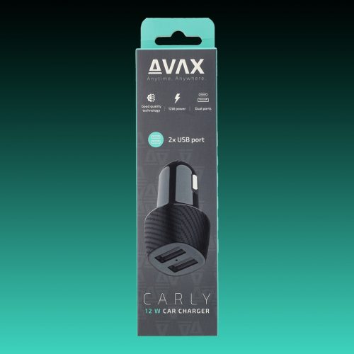 AVAX CC301B CARLY 12W Autós töltő adapter 2x USB A, fekete