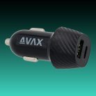 AVAX CC302B CARLY 20W Autós töltő USB-C (PD) + USB A (QC), fekete