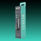 AVAX CC663B CARLY+ 63W Autós töltő USB-C (PD3.0) + USB A (QC), fekete