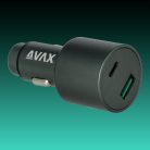 AVAX CC665B CARLY+ 83W Autós töltő USB-C (PD3.1) + USB A, fekete