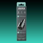 AVAX CC680B CARLY+ 140W Autós töltő USB-C (PD3.1) + USB A, fekete