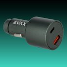 AVAX CC680B CARLY+ 140W Autós töltő USB-C (PD3.1) + USB A, fekete