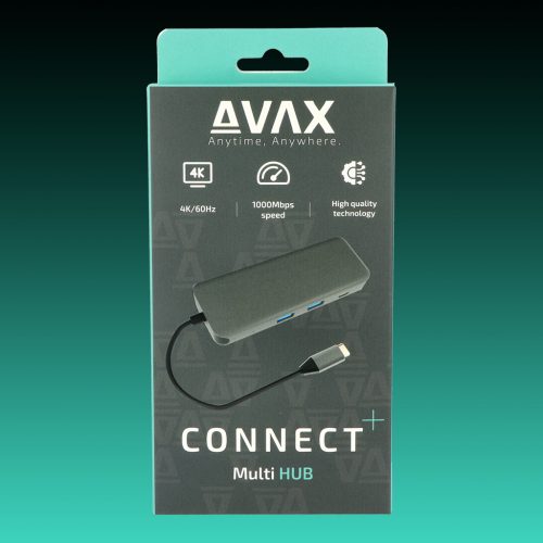 AVAX HB612 CONNECT+ 8in1 Multi HUB 2xUSB 3.0, USB-C, HDMI(4K/60Hz), RJ45, TF/SD, PD 100W