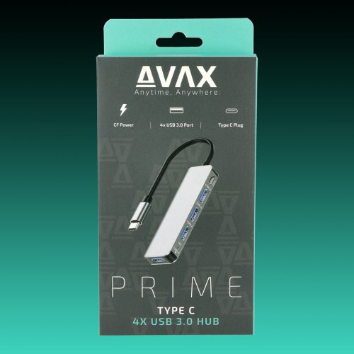 AVAX HB901 PRIME USB-C - 4x 3.0 USB HUB elosztó + CF töltés