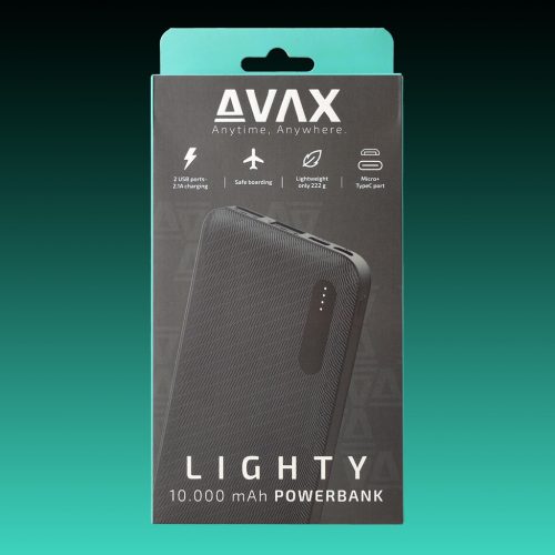 AVAX PB104B LIGHTY 10.000mAh USB-C powerbank, fekete