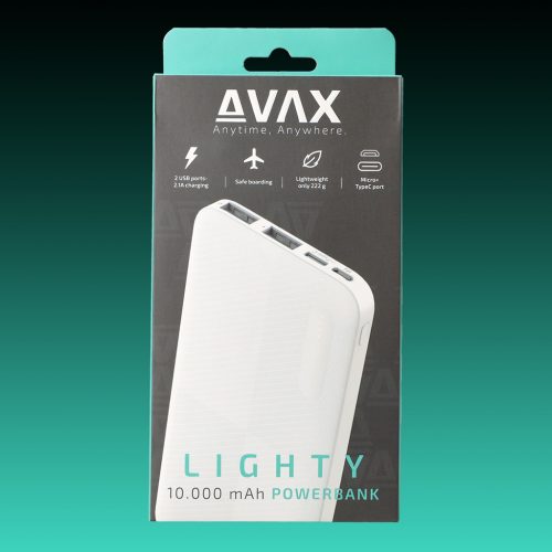 AVAX PB104W LIGHTY 10.000mAh USB-C powerbank, fehér