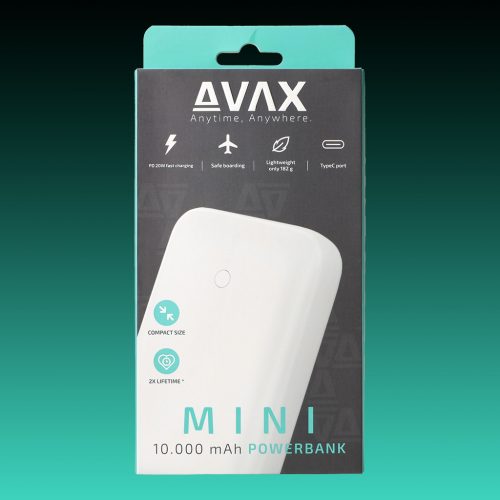 AVAX PB105W MINI 20W 10.000mAh PD/USB-C gyorstöltő powerbank, fehér