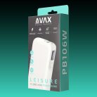 AVAX PB106W LEISURE PD/USB-C 30W+QC 18W 15.000mAh gyorstöltő powerbank, fehér