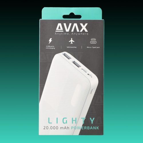 AVAX PB201W LIGHTY 20.000mAh USB-C powerbank, fehér